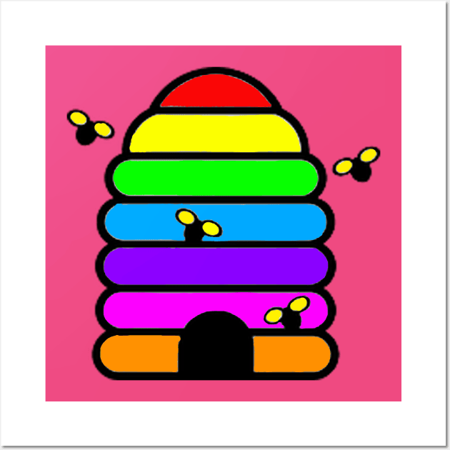Rainbow Home Bee Wall Art by Bayumahardhika